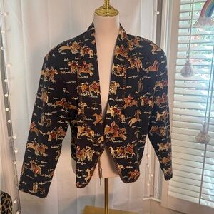 Vintage Circle T Western Horse Print Cropped Jacket Southwestern Boho Small